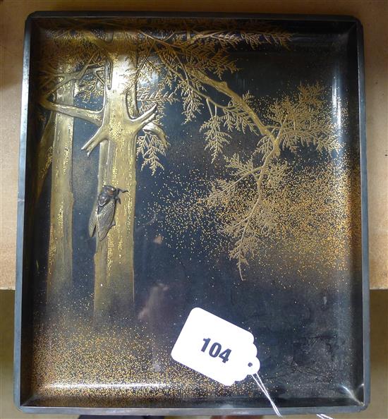Japanese lacquered rectangular tray